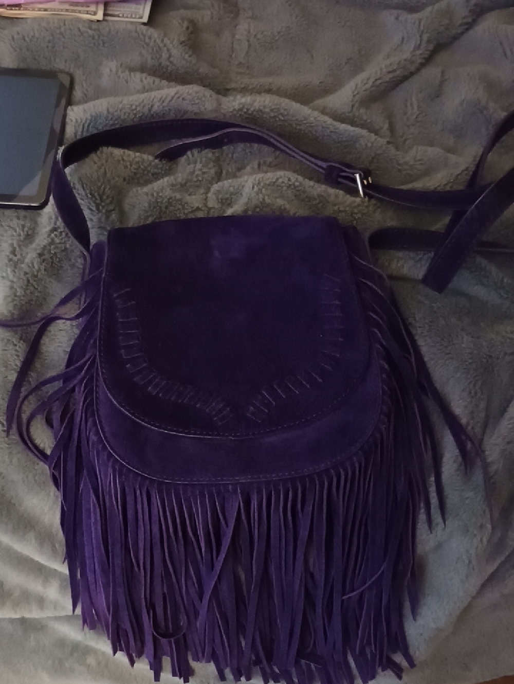 Polo by Ralph Lauren Purple Suede Fringe Crossbody Bag